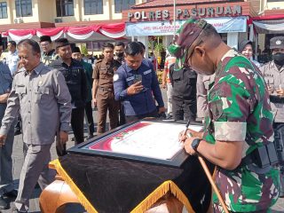 Apel Gelar Pasukan dan Deklarasi Damai, Dandim 0819 Pasuruan Siap Dukung Operasi Mantap Praja Semeru 2024