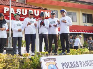 MENYAMBUT HARI BHAYANGKARA KE 80 POLRES PASURUAN GELAR GOWES SEHAT BERSAMA ULAMA, UMAROH BESERTA MASYARAKAT